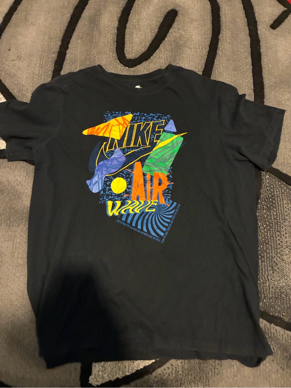 Nike Black Tee with Vibrant Multicolor 'Air Wave' Graphic